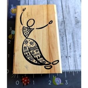 Angi Boo Person Aztec Pants Art Rubber Stamp Wood #C28